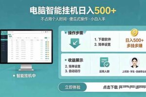 （18554期）AI全自动挂机项目，电脑端轻松运行，稳定日入500+，零门槛上手-麦资源网