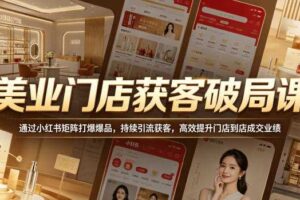 美业门店获客破局课，通过小红书矩阵打爆爆品，持续引流获客，高效提升门店到店成交业绩-麦资源网