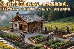 视频号田园视频玩法，情感温馨治愈，4天收益3294，变现能力强，小白可操作，实操全流程拆解-麦资源网