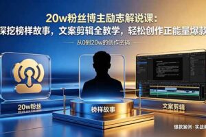 （18648期）20w粉丝博主励志解说课：深挖榜样故事，文案剪辑全教学，轻松创作正能量爆款-麦资源网