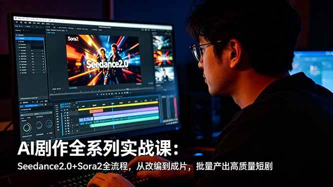 图片[1]-（18647期）AI剧作全系列实战课：Seedance2.0+Sora2全流程，从改编到成片，批量产出高质量短剧