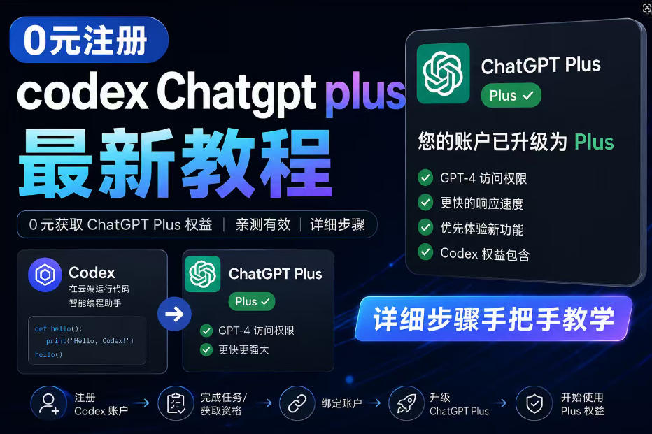 0元全自动注册codex gpt plus*教程，0元获取GPT Plus权益，手把手详细教学