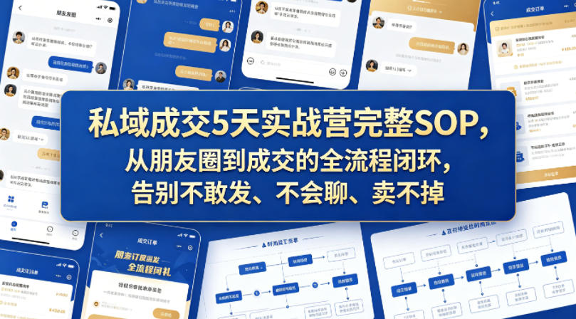 私域*5天实战营完整SOP，从朋友圈到*的全流程闭环，告别不敢发、不会聊、卖不掉