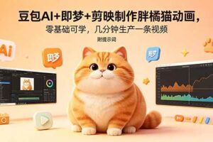 （18431期）豆包AI+即梦+剪映制作胖橘猫动画，零基础可学，几分钟生产一条视频，附提示词-麦资源网