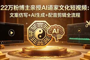 （18580期）22万粉博主亲授AI道家文化短视频：文案仿写+AI生成+配音剪辑全流程-麦资源网