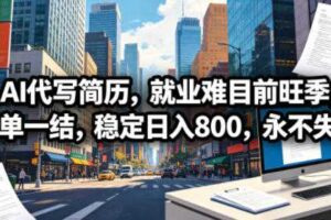 AI代写简历，就业难目前旺季，一单一结，稳定日入800，永不失业-麦资源网