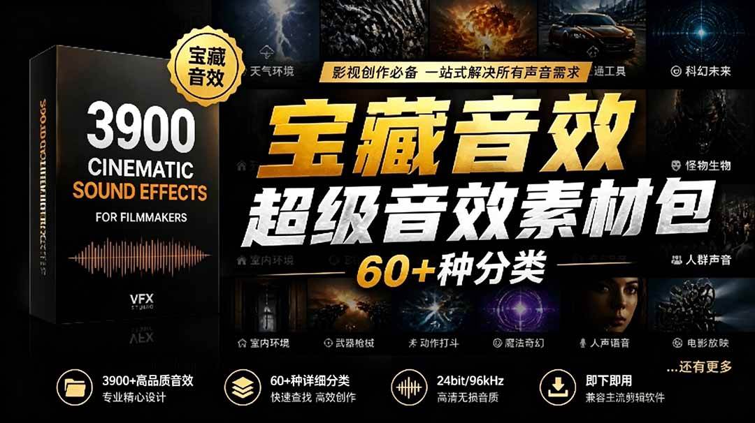 图片[1]-（18660期）宝藏音效合集包！60+多种音效分类，共计3900个，分类清晰，全中文分类，高品质剪辑音效素材包
