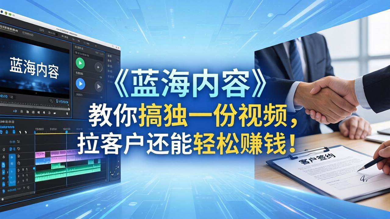 图片[1]-（18301期）做视频卷不动了？《蓝海内容》教你搞独一份视频，拉客户还能轻松赚钱！