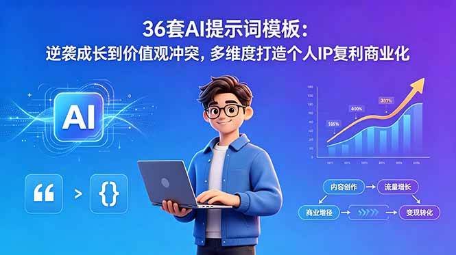 图片[1]-（18630期）36套AI提示词模板：逆袭成长到价值观冲突，多维度打造个人IP复利商业化
