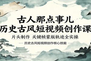 古人那点事儿历史古风短视频创作课，片头制作，关键帧蒙版轨迹全实操-麦资源网