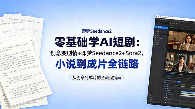 图片[1]-（18537期）零基础学AI短剧：创意变剧情+即梦Seedance2+Sora2，小说到成片全链路
