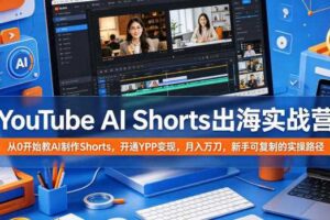 YouTube AI Shorts出海实战营，从0开始教AI制作Shorts，开通YPP变现，月入万刀，新手可复制的实操路径-麦资源网