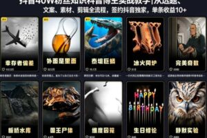 抖音40W粉丝知识科普博主实战教学｜从选题、文案、素材、剪辑全流程，签约抖音精选独家，单条收益1k+-麦资源网