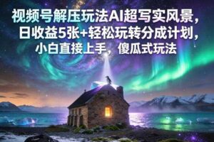 视频号解压玩法AI超写实风景，日收益5张+轻松玩转分成计划，小白直接上手，傻瓜式玩法-麦资源网