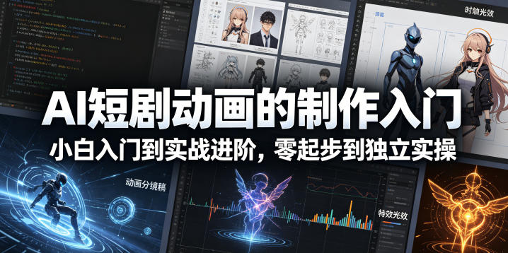 AI短剧动画的制作入门，小白入门到实战进阶，零起步到*实操