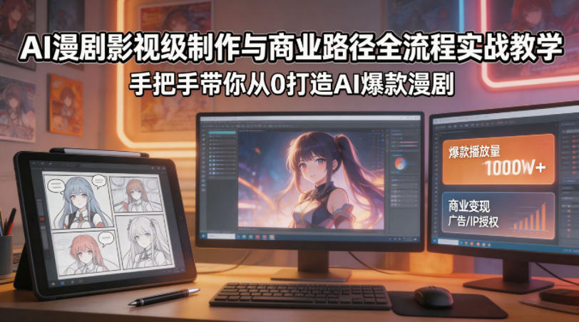 AI漫剧影视级制作与商业路径全流程实战教学，手带你从0打造AI*漫剧