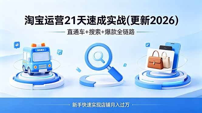 图片[1]-（18316期）淘宝运营21天速成实战(更新4月)，直通车+搜索+爆款全链路，新手快速实现店铺月入过万