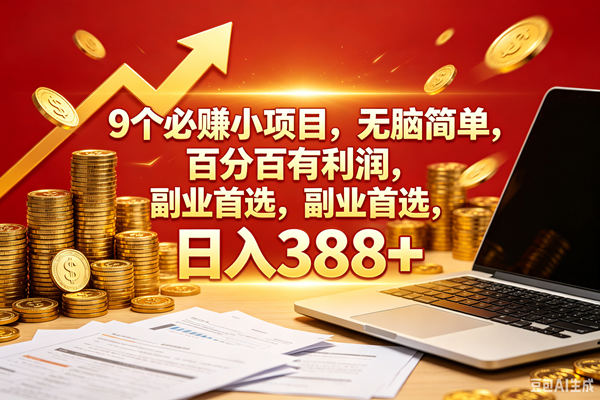 图片[1]-（18597期）9个必赚钱的小项目，百分百赚米，无脑简单，副业首选，日入388+