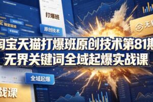 淘宝天猫打爆班原创技术第81期，无界关键词全域起爆实战课-麦资源网
