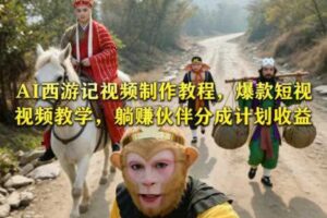 AI西游记视频制作教程,爆款短视频教学,躺賺伙伴分成计划收益-麦资源网