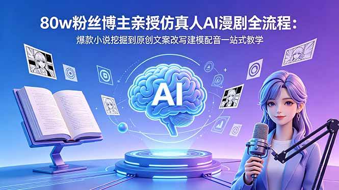 图片[1]-（18581期）80w粉丝博主亲授仿真人AI漫剧全流程：爆款小说挖掘到原创文案改写建模配音一站式教学