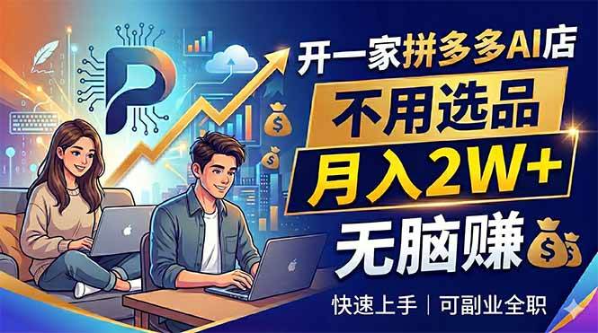 图片[1]-（18520期）开一家拼多多AI店，不用选品，月入2W+，无脑赚，可副业全职