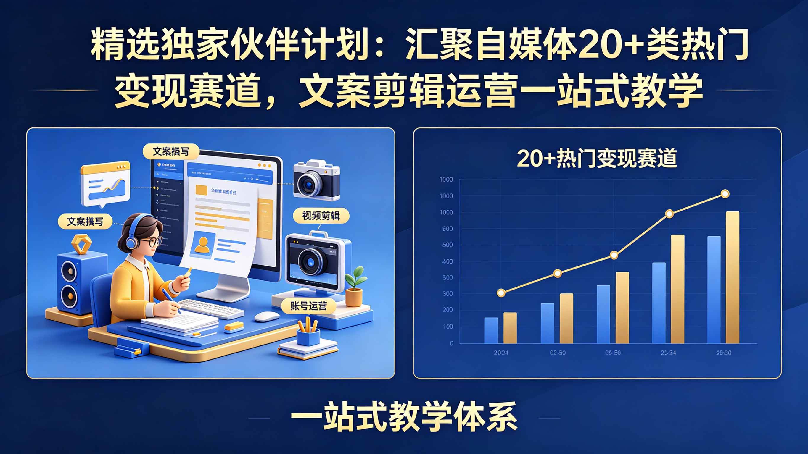 图片[1]-（18478期）精选独家伙伴计划：汇聚自媒体20+类热门变现赛道，文案剪辑运营一站式教学