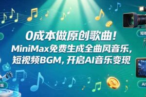 0成本做原创歌曲！MiniMax免费生成全曲风音乐，短视频BGM，开启AI音乐变现-麦资源网