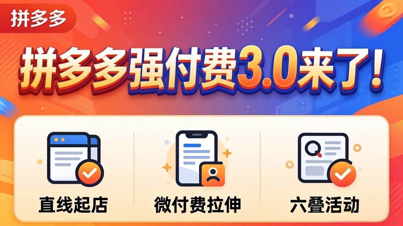 图片[1]-（18284期）拼多多强付费3.0来了（更新4月）直线起店+微付费拉伸+六叠活动，稳定起店破解流量瓶颈