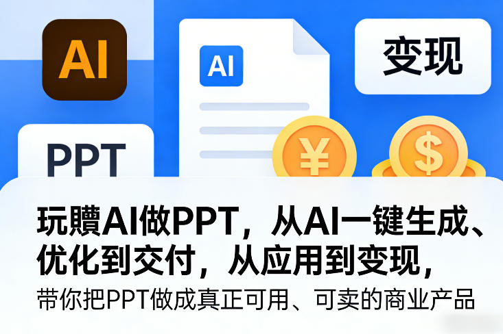 玩賺AI做PPT，从AI一键生成、优化到交付，从应用到变现，带你把PPT做成*可用、可卖的商业产品（更新0513）