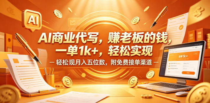 AI商业代写，賺老板的钱，一单1k+，轻松实现月入五位数，附免费接单渠道【揭秘】-麦资源网