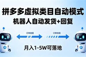 （18339期）多多虚拟类目自动模式，机器人自动发货 + 回复，月入 1-5W 可落地-麦资源网