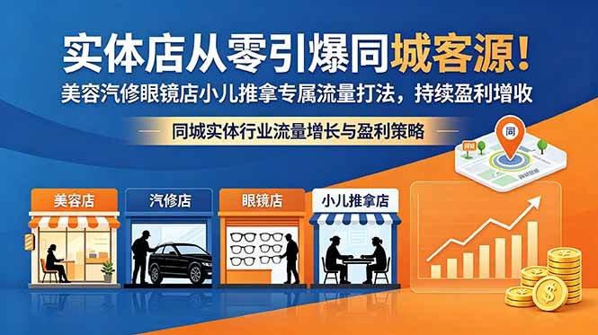 图片[1]-（18592期）实体店从零引爆同城客源！美容汽修眼镜店小儿推拿专属流量打法，持续盈利增收