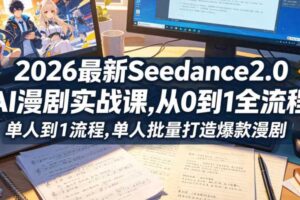 2026最新Seedance2.0 AI漫剧实战课,，从0到1全流程，单人批量打造爆款漫剧-麦资源网