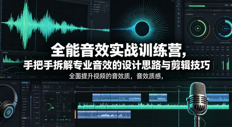 全能音效实战训练营，手把手拆解*音效的设计思路与剪辑技巧，*提升视频的音效质感