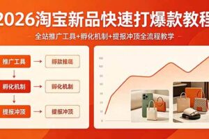 (18422期) 2026淘宝新品快速打爆款教程,全站推广工具+孵化机制+提报冲顶全流程教学-麦资源网