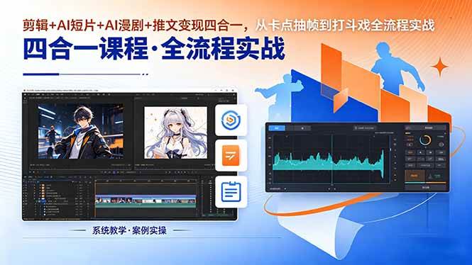 图片[1]-（18463期）剪辑+AI短片+AI漫剧+推文变现四合一，从卡点抽帧到打斗戏全流程实战