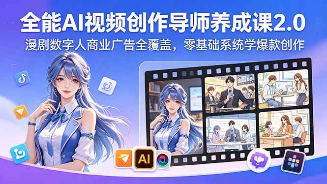 图片[1]-（18505期）全能AI视频创作导师养成课2.0，漫剧数字人商业广告全覆盖，零基础系统学爆款创作