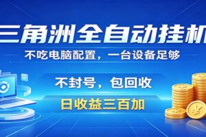 三角洲全自动挂机项目，防封稳账号，日收益300+，收益全程包回收，省心稳赚-麦资源网