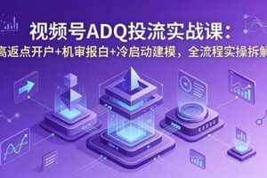 （18623期）视频号ADQ投流实战课：高返点开户+机审报白+冷启动建模，全流程实操拆解-麦资源网