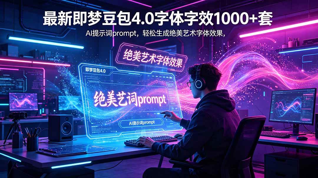 图片[1]-（18650期）最新即梦豆包4.0字体字效1000+套，AI提示词prompt，轻松生成绝美艺术字体效果