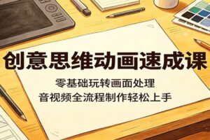 创意思维动画速成课：零基础玩转画面处理，音视频全流程制作轻松上手-麦资源网