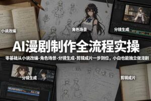 AI漫剧制作全流程实操，零基础从小说改编-角色场景-分镜生成-剪辑成片一步到位，小白也能独立做漫剧-麦资源网