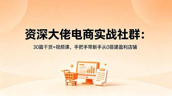 图片[1]-（18529期）资深大佬电商实战社群：30篇干货+视频课，手把手带新手从0搭建盈利店铺