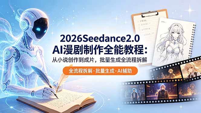 图片[1]-（18537期）2026Seedance2.0 AI制作全能教程：从小说创作到成片，批量生成全流程拆解