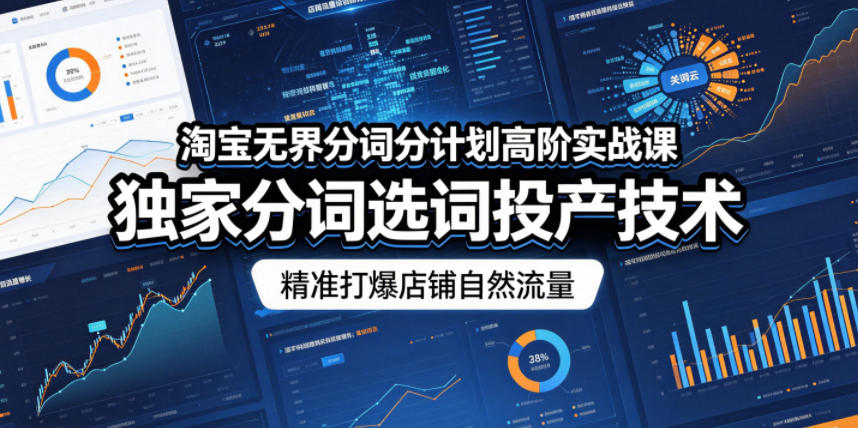 淘宝*分词分计划高阶实战课，*分词选词投产技术，*打爆店铺自然流量