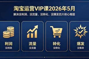 （18338期）淘宝运营VIP课2026年5月：解决没利润、没流量、没转化、没爆发四大核心难题-麦资源网