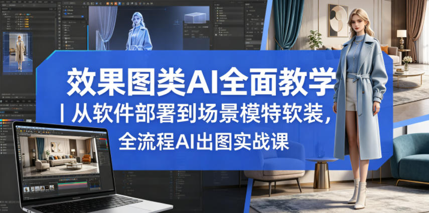 效果图类AI*教学｜从软件部署到场景模特软装，全流程AI出图实战课