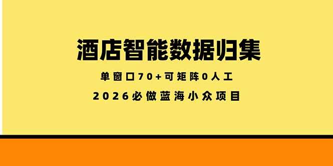 图片[1]-（18500期）酒店智能数据归集，小众蓝海已经稳定半年之久，单窗口70+零成本矩阵开干