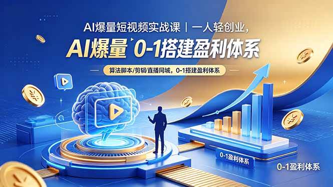 图片[1]-（18652期）AI爆量短视频实战课｜一人轻创业，算法脚本剪辑直播同城，0-1搭建盈利体系